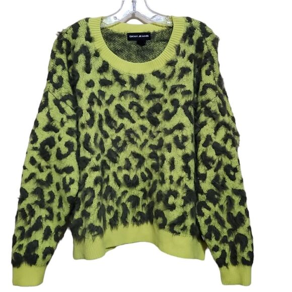 DKNY Jeans Womens Animal Print LongSleeve Pullover Sweater Sz Large - Picture 7 of 9